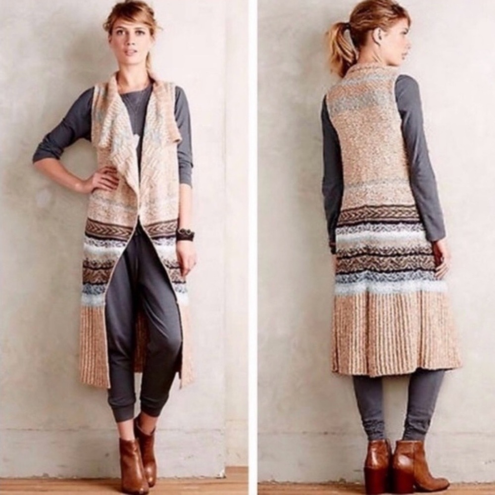 Sleeping on Snow Ouillins Jacquard Duster Sweater Vest M/L